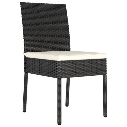 Spisebordssæt til haven 5 dele polyrattan sort