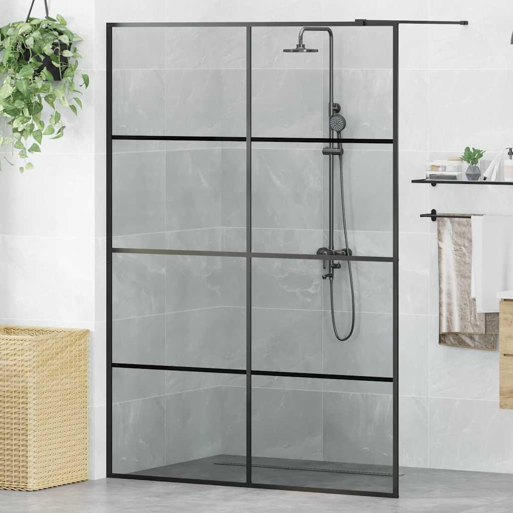 Walk-in brusevæg Sort 140 x 195 cm hærdet glas billede