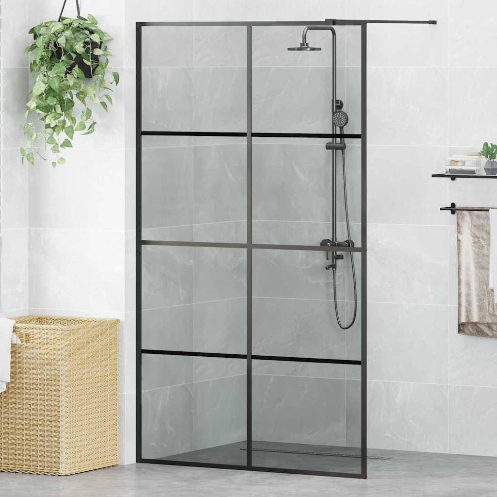 Walk-in brusevæg Sort 115 x 195 cm hærdet glas billede