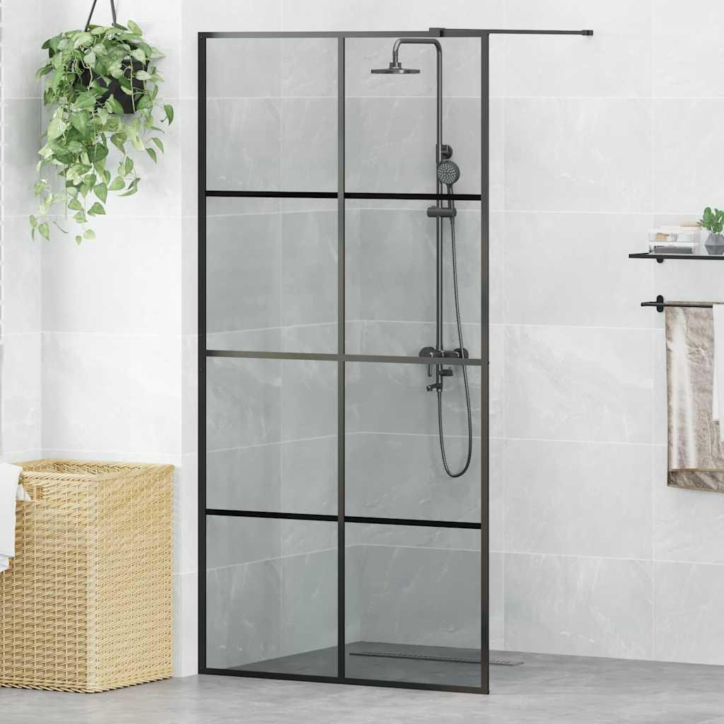 Walk-in brusevæg Sort 100 x 195 cm hærdet glas billede
