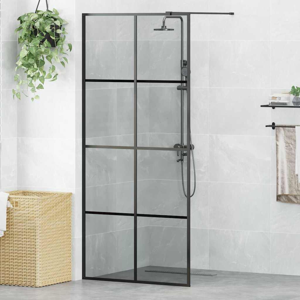 Walk-in brusevæg Sort 90 x 195 cm hærdet glas billede