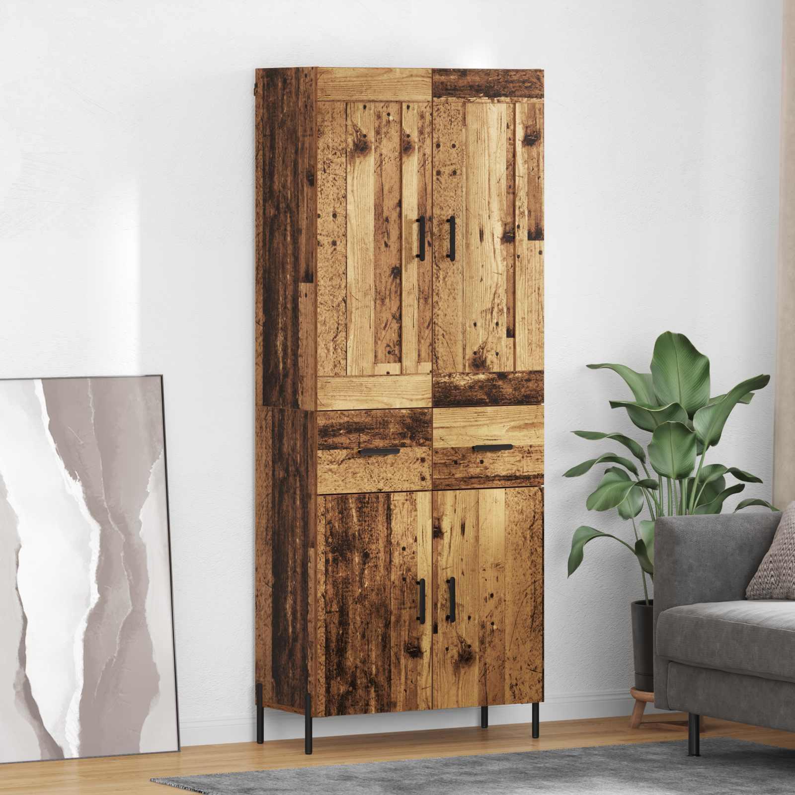 Highboard 2 stk Gammelt træ Konstrueret træ billede