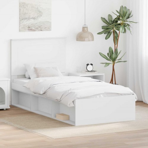Sengestel med hovedgærde - hvid 75 x 190 cm