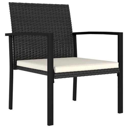 Spisebordssæt til haven 3 dele polyrattan sort