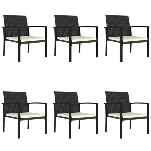 Spisebordssæt til haven 7 dele polyrattan sort