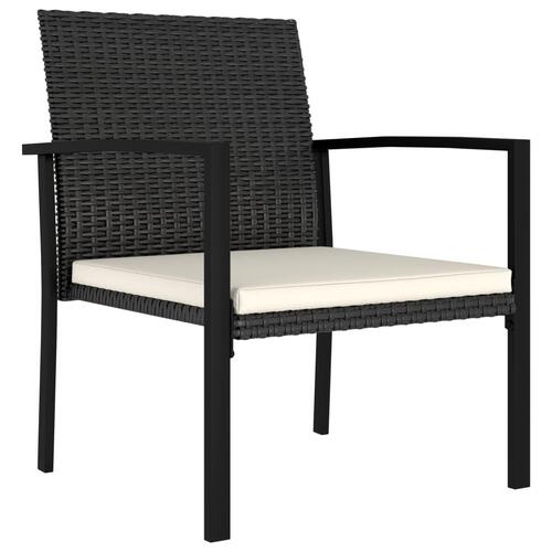 Spisebordssæt til haven 7 dele polyrattan sort