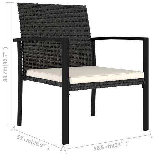 Spisebordssæt til haven 7 dele polyrattan sort