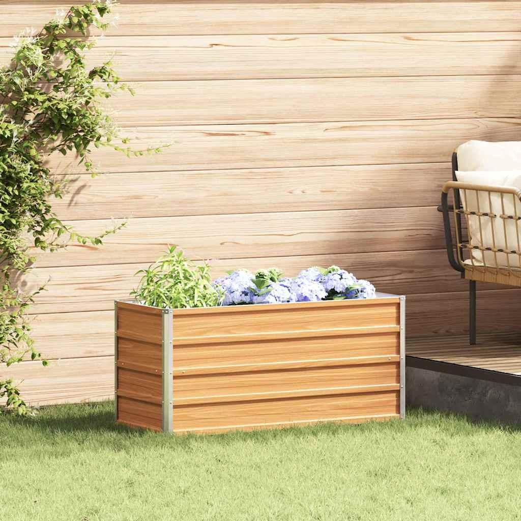 Højbed Lys Brun 100 x 40 x 45 cm Galvaniseret stål billede