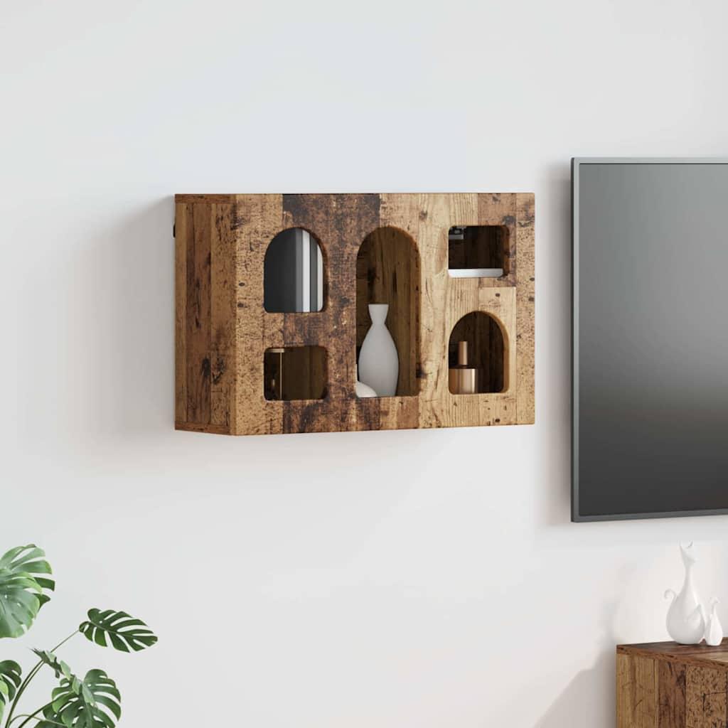 Hængeskab med hylde Gammelt træ 60 x 20 x 40 cm Konstrueret træ billede