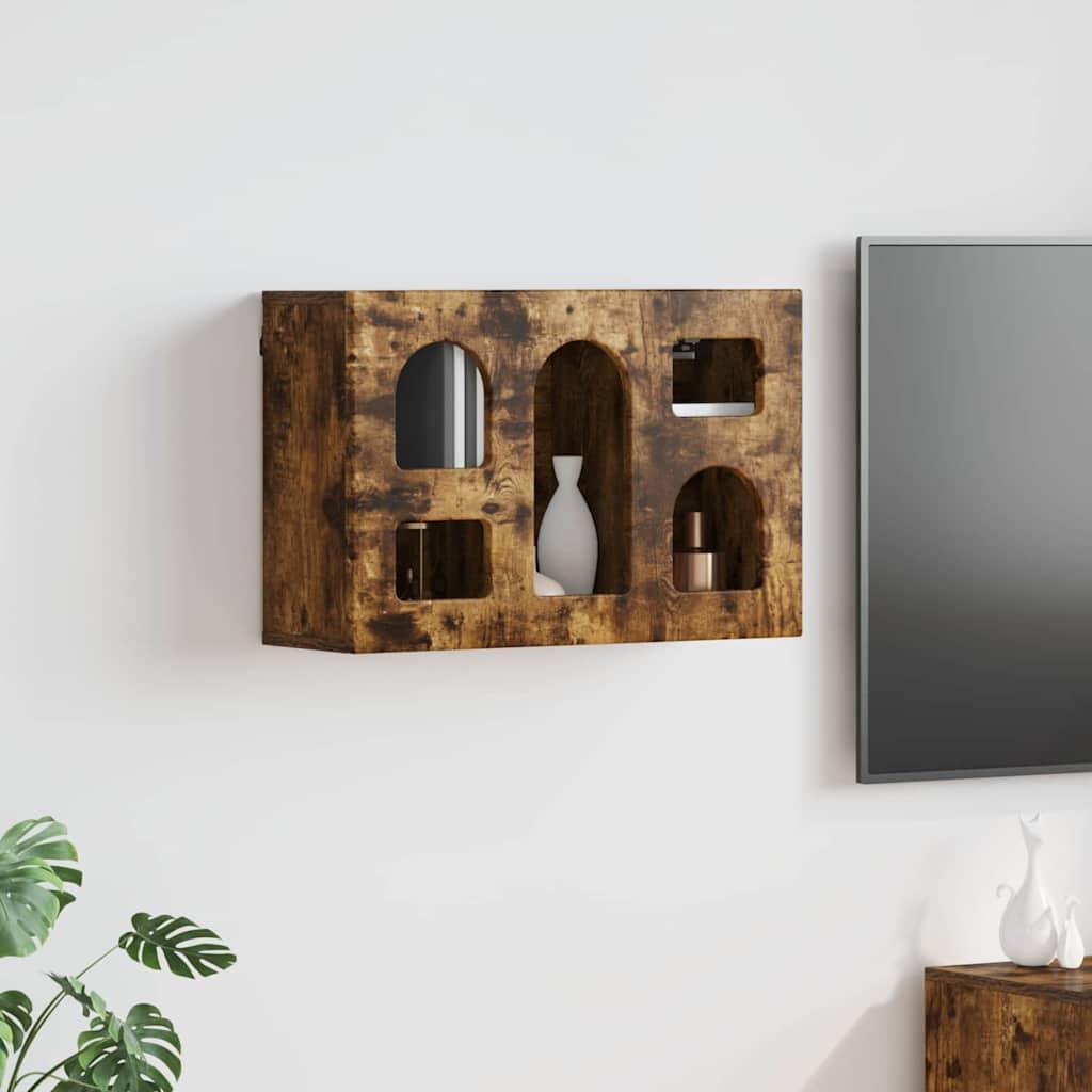 Hængeskab med hylde Røget eg 60 x 20 x 40 cm Konstrueret træ billede