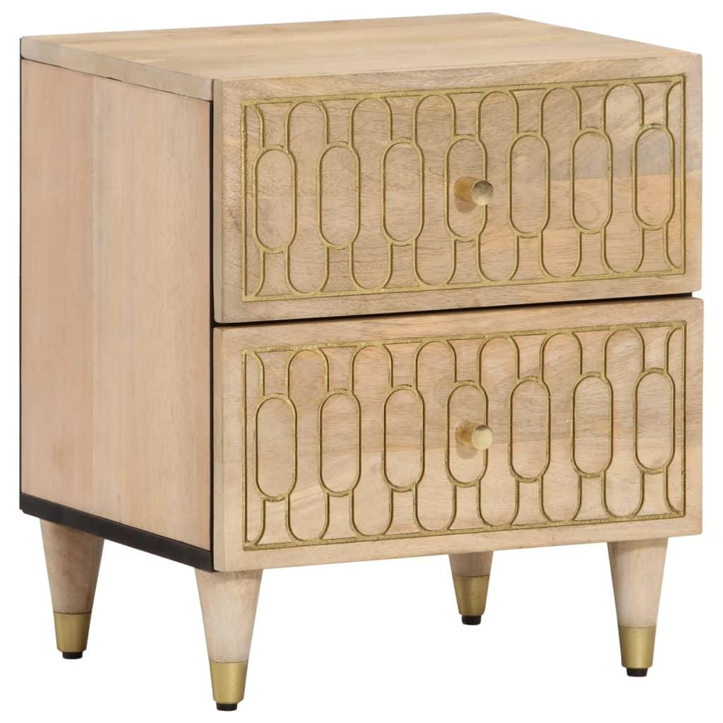 Sengeborde 2 stk. 40x33x46 cm massivt mangotræ billede