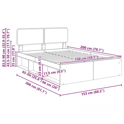 Sengestel med hovedgærde 150 x 200 cm - beton grå