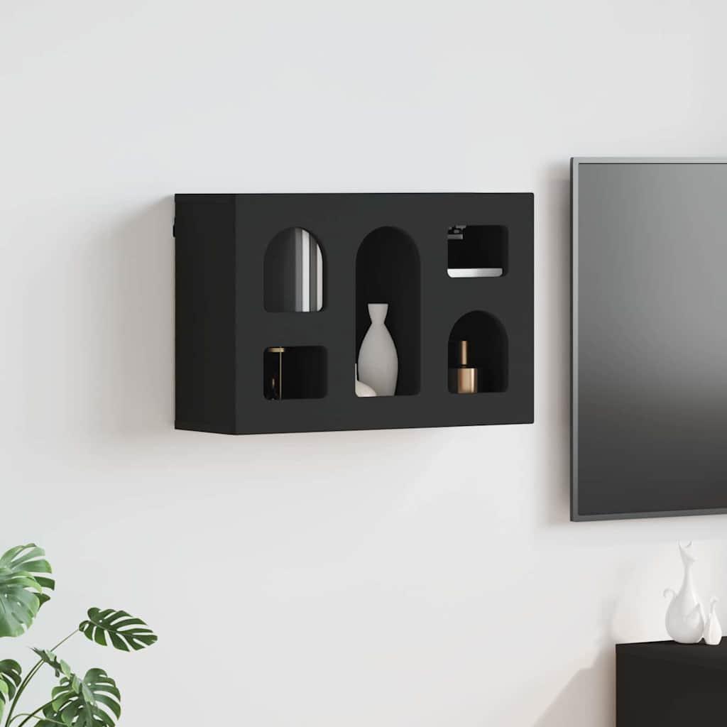 Hængeskab med hylde Sort 60 x 20 x 40 cm Konstrueret træ billede