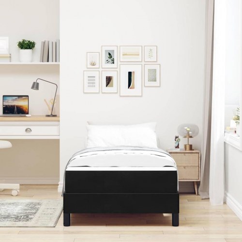 Kontinentalseng med madras - sort stof 90 × 210 cm