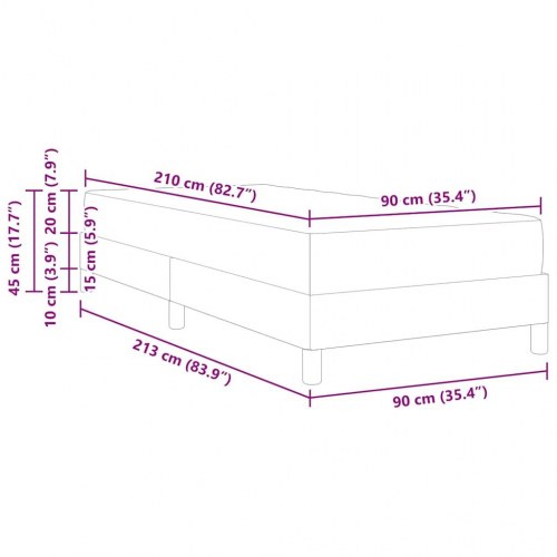 Kontinentalseng med madras - sort stof 90 × 210 cm