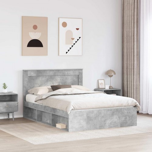 Sengestel med opbevaring beton grå 150 x 200 cm