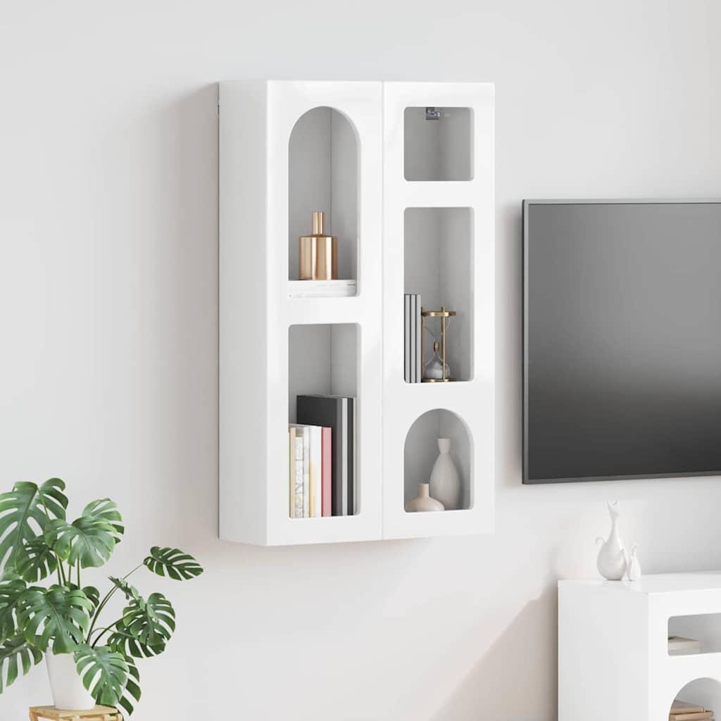 Hængeskab Høj gloss hvid 59 x 20 x 100 cm Konstrueret træ billede