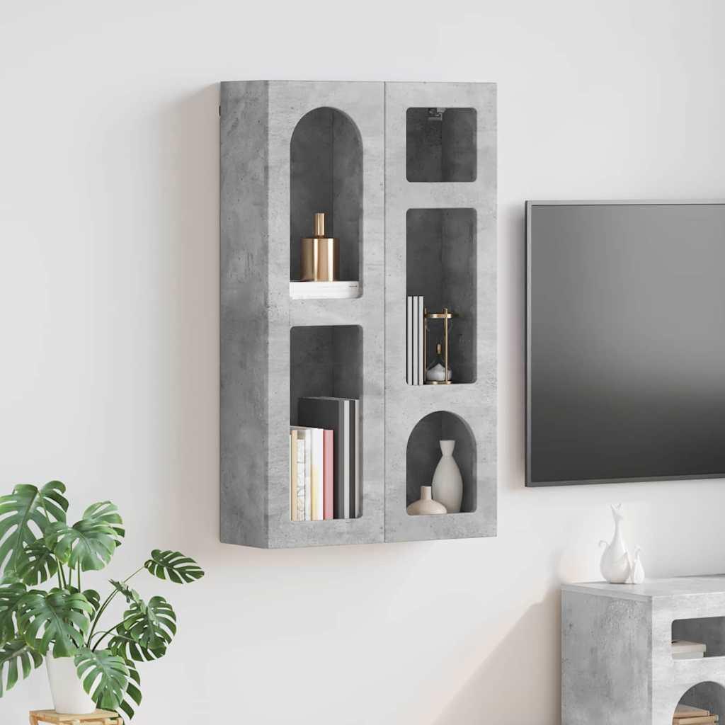 Hængeskab med hylde Beton Grå 59 x 20 x 100 cm Konstrueret træ billede