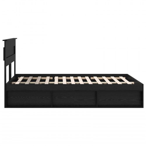 Sengestel med hovedgærde Sort 140 x 200 cm Massiv fyrretræ