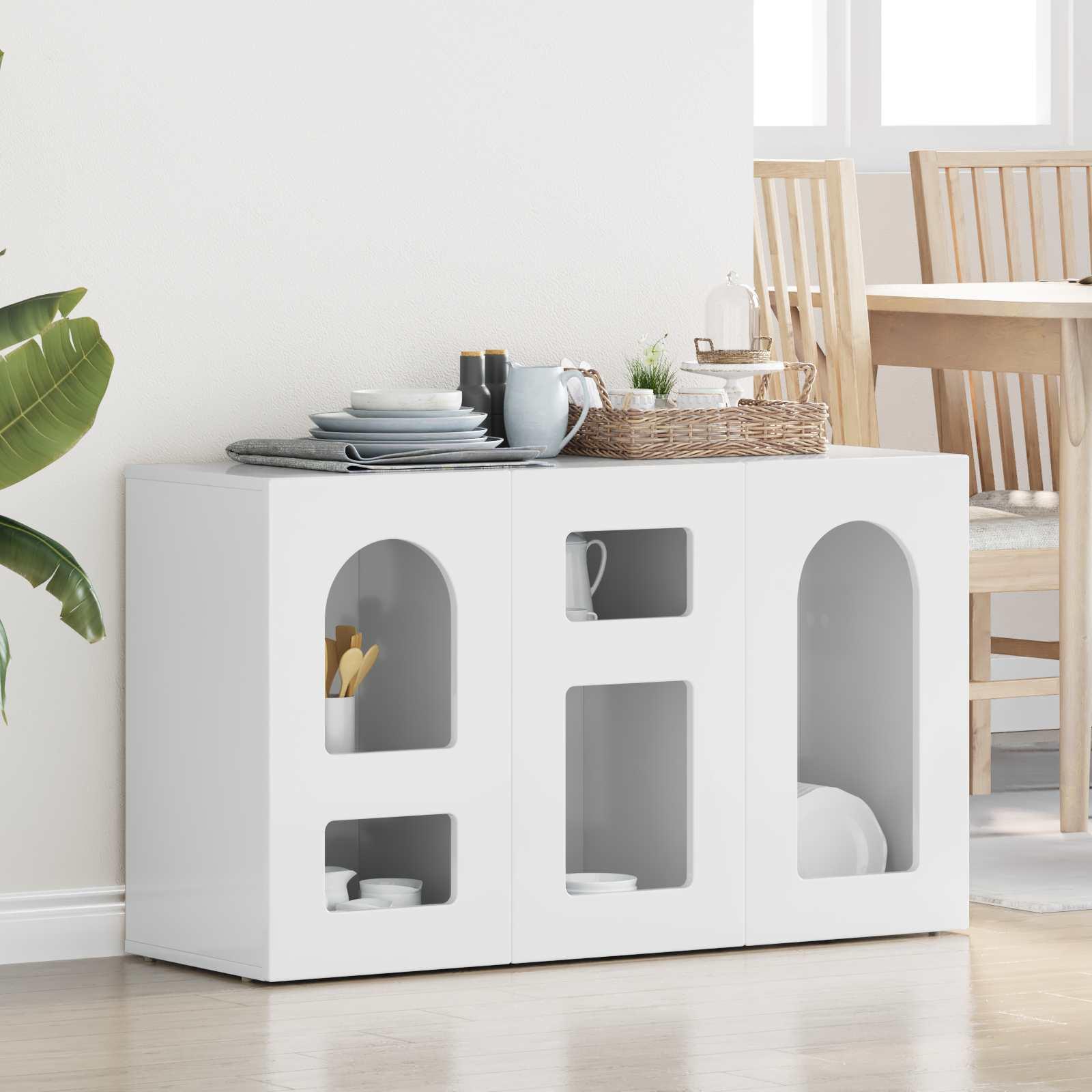 Sidebord Høj gloss hvid 100 x 35 x 59 cm Konstrueret træ billede