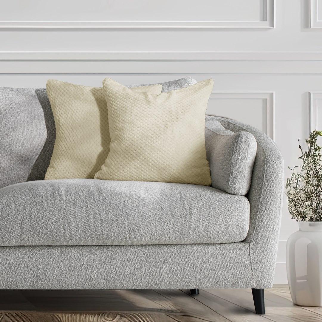 Pudebetræk 45x45 - HENRY i creme, jacquard-præget geometrisk - lynlås billede