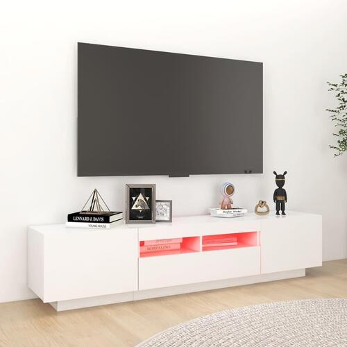 Tv-skab med LED-lys 180x35x40 cm hvid