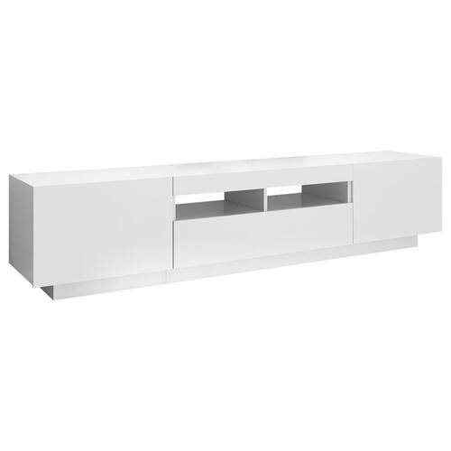 Tv-skab med LED-lys 180x35x40 cm hvid