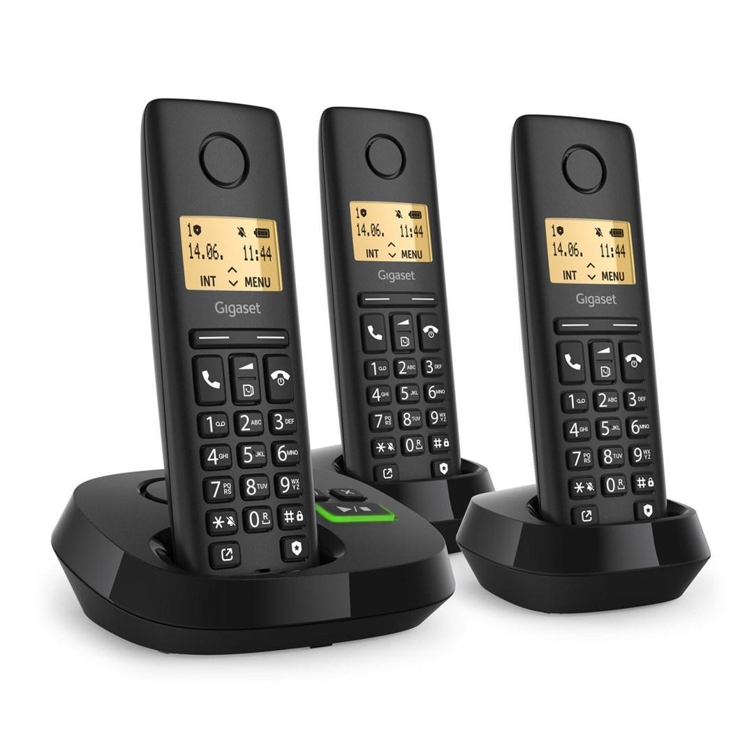 Trådløs fastnettelefon med telefonsvarer – Gigaset PURE 100 AM Trio (sort) billede