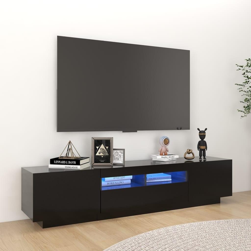 Tv-skab med LED-lys 180x35x40 cm sort