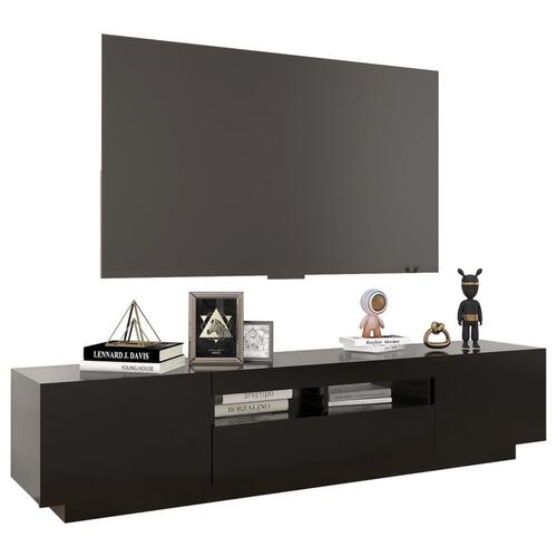 Tv-skab med LED-lys 180x35x40 cm sort