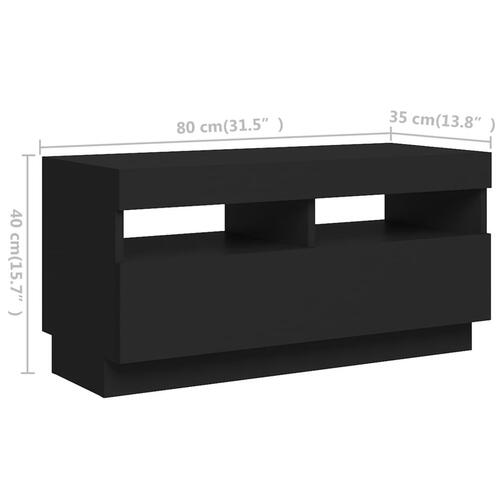 Tv-skab med LED-lys 180x35x40 cm sort
