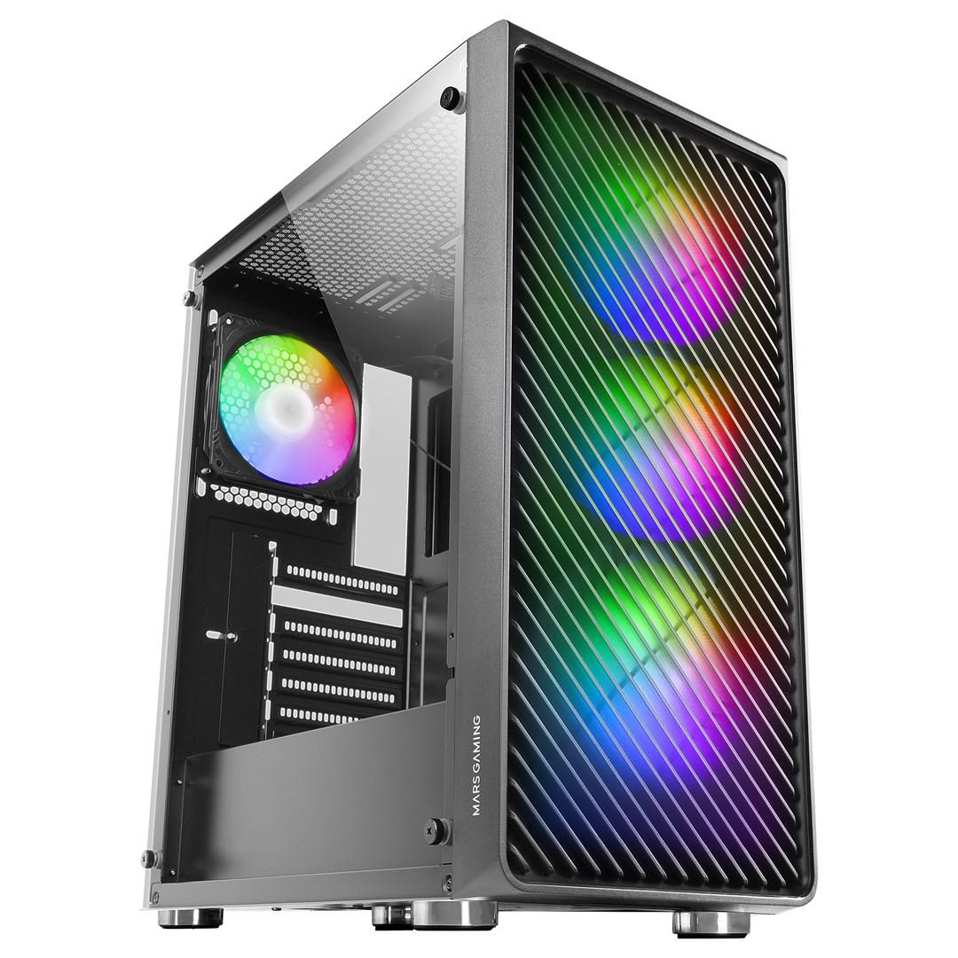 PC kabinet ATX – TACENS Mars Gaming MC-F, semitower, hærdet glas, metal-mesh, 4x 120 mm ARGB billede