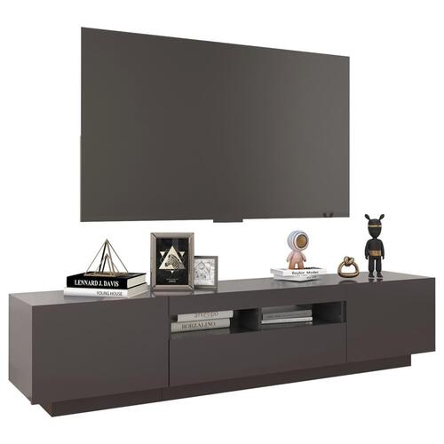 Tv-skab med LED-lys 180x35x40 cm lysegrå