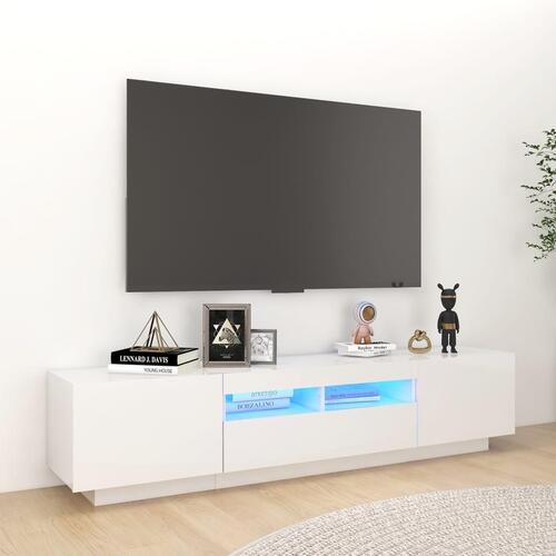 Tv-skab med LED-lys 180x35x40 cm hvid højglans