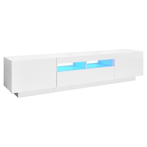 Tv-skab med LED-lys 180x35x40 cm hvid højglans