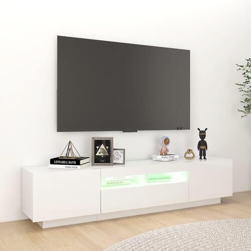 Tv-skab med LED-lys 180x35x40 cm hvid højglans
