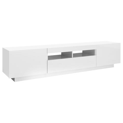 Tv-skab med LED-lys 180x35x40 cm hvid højglans