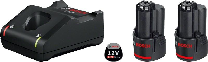Oplader til elværktøj med 2 batterier - Bosch 12 V Li-Ion 3,0 Ah sæt
