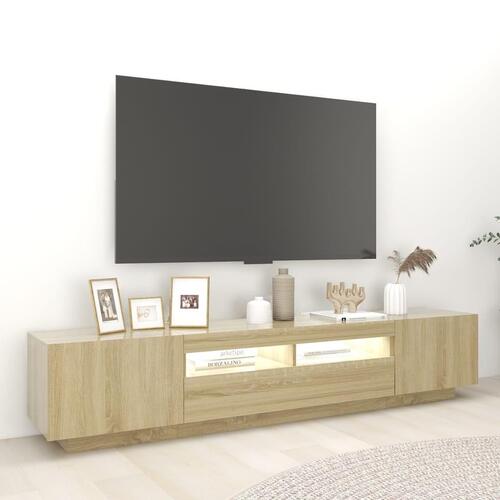 Tv-skab med LED-lys 200x35x40 cm sonoma-eg