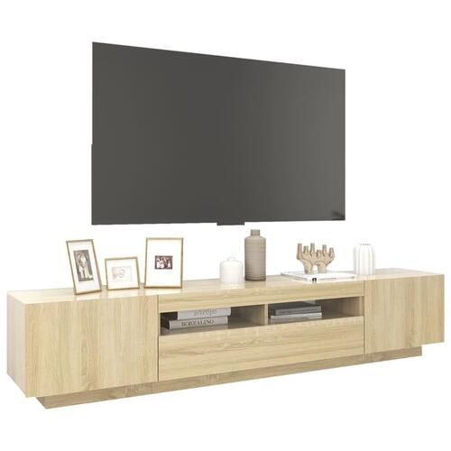 Tv-skab med LED-lys 200x35x40 cm sonoma-eg