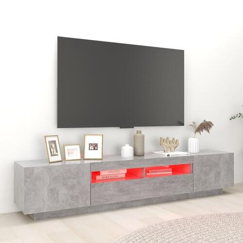Tv-skab med LED-lys 200x35x40 cm betongrå