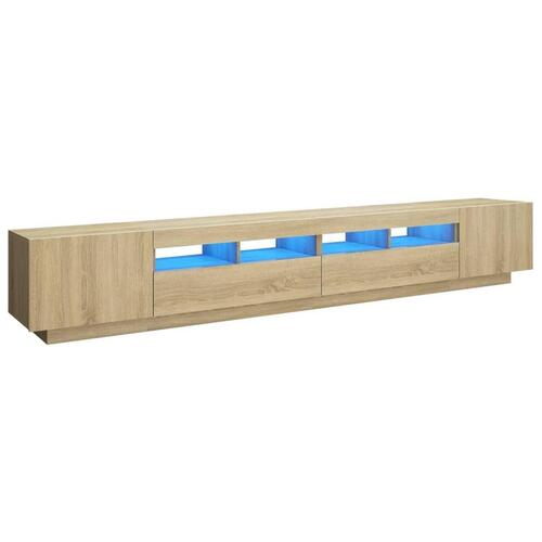 Tv-skab med LED-lys 260x35x40 cm sonoma-eg