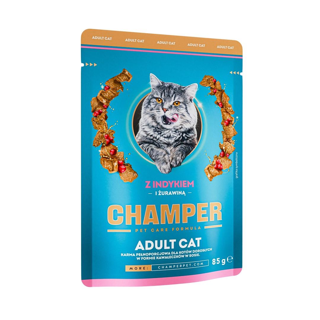 Vådfoder til kat – CHAMPER med kalkun og tranebær, 85 g billede