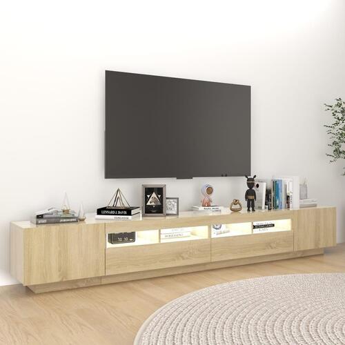 Tv-skab med LED-lys 260x35x40 cm sonoma-eg