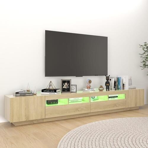 Tv-skab med LED-lys 260x35x40 cm sonoma-eg