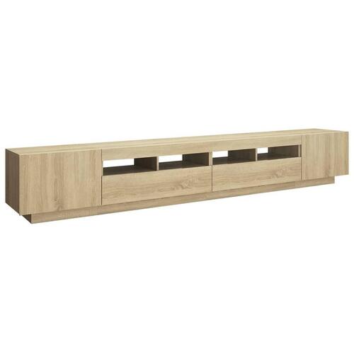 Tv-skab med LED-lys 260x35x40 cm sonoma-eg