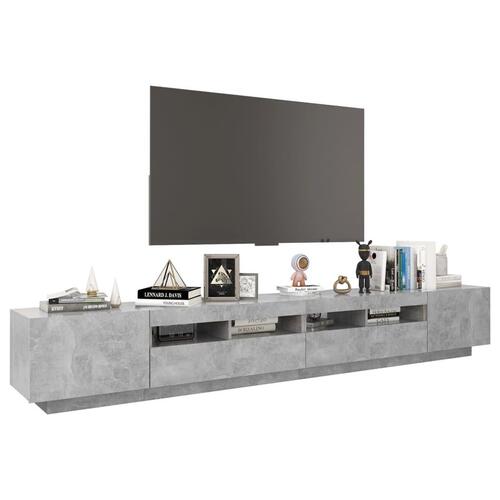 Tv-skab med LED-lys 260x35x40 cm betongrå