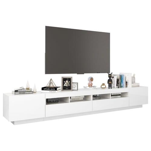 Tv-skab med LED-lys 260x35x40 cm hvid højglans