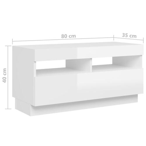 Tv-skab med LED-lys 260x35x40 cm hvid højglans