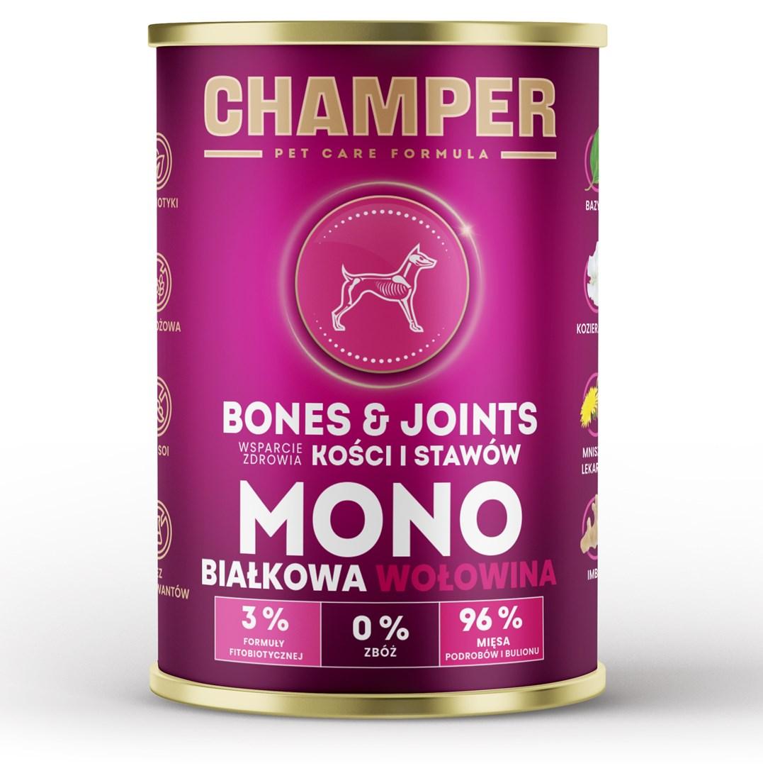 Hundefoder vådfoder CHAMPER Bones & Joints oksekød 400 g billede